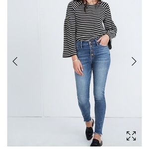 Madewell 10” high rise button front skinny jeans